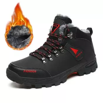 Брендовые мужские зимние ботинки для снега, водонепроницаемые кожаные ботинки по щиколотку, кроссовки, супертеплые мужские ботинки, походные ботинки для мужчин, рабочая обувь 47