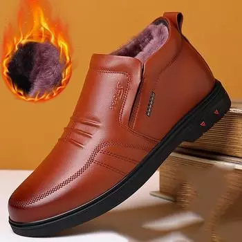 Брендовые мужские зимние ботинки из натуральной кожи, непромокаемая теплая шерстяная повседневная рабочая обувь, уличные супер теплые износостойкие мужские ботинки 38