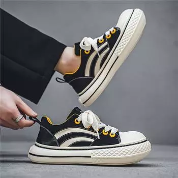Брендовые низкие мужские парусиновые кроссовки, черные, Harajuku, с большой головой, на платформе, парусиновые туфли, мужские, дышащие, спортивные, повседневные, для сноубординга, мужские 39