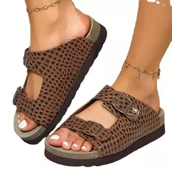 Брендовые парные шлепанцы из пробки, летние пляжные тапочки с открытым носком и платформой, повседневные женские сандалии с пряжкой-змеей 36