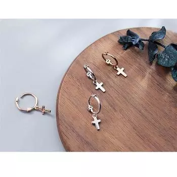Брендовые популярные серьги-кольца с крестом из настоящего серебра 925 пробы для женщин, предотвращающие аллергию, для девочек и детей, изящные ювелирные изделия в подарок розового золота