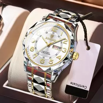 Брендовые роскошные мужские часы из нержавеющей стали с ремешком из кварца наручные часы мужские деловые часы календарь дата светящиеся мужские повседневные часы-браслет