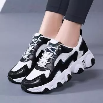 Брендовые сетчатые дышащие кроссовки для папы, женские, новинка 2024 года, повседневные, удобные, с мягкой подошвой, на танкетке, спортивные кроссовки для бега 35 бежевый