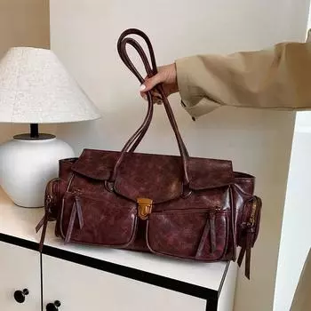 Брендовые сумки для мотоциклов через плечо под мышкой для женщин Y2K с несколькими карманами, вместительные сумки 2025 года, зимние последние роскошные сумки чёрный