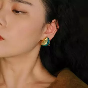 Брендовые треугольные зеленые серьги Mihmily в средневековом стиле с ручной росписью и эмалью, модные и элитные.