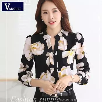 Брендовые весенне-летние рубашки с v-образным вырезом, тонкие женские шифоновые блузки, офисная рабочая одежда, рубашки, топы, большие размеры S белый