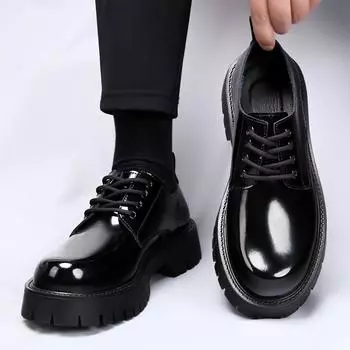 Брендовые весенние и осенние мужские туфли из натуральной кожи на толстой подошве, формальные кожаные туфли высокого качества, модные, со шнуровкой, удобные туфли дерби 38