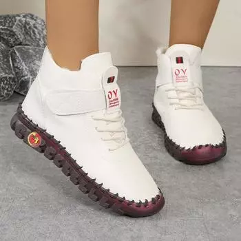 Брендовые высокие меховые женские сапоги зимние ботильоны ручная работа нитки кожаные мокасины хлопковая обувь женские короткие зимние сапоги ботинок 35 красный