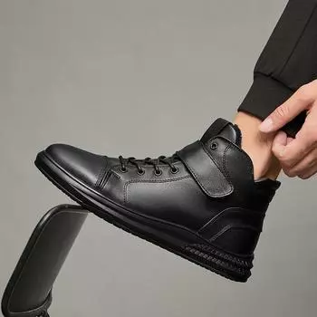 Брендовые высококачественные мужские ботинки из натуральной кожи, базовая мужская повседневная обувь, модные ботильоны для мужчин, зимние ботинки с пухом 41