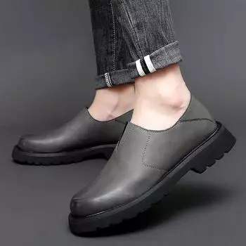 Брендовые высококачественные мужские кожаные повседневные туфли, увеличивающие рост, простые чистые черные кроссовки, модные дышащие кроссовки, увеличивающие рост 38 чёрный