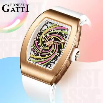 Брендовые женские часы Bonest Gatti, простые и роскошные женские часы, полностью автоматические механические часы, темпераментные женские часы