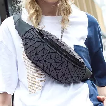 Брендовые женские нагрудные сумки, стеганая поясная сумка со светящейся геометрией, лазерной поясной сумкой, модные красочные поясные сумки с блестками, женская сумка через плечо