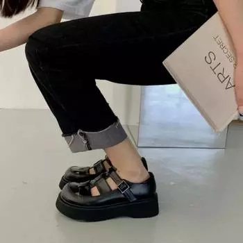 Брендовые женские римские сандалии на толстой подошве, новые летние и осенние женские туфли на платформе в стиле ретро, сандалии Hollow Fairy Wind Heightening Sandals2024 35 бежевый