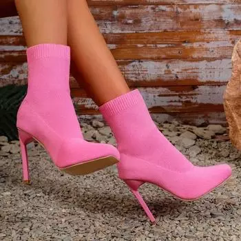 Брендовые женские туфли 2024 года, сексуальные женские современные ботинки с острым носком, модные простые туфли на шпильках, легкие удобные женские носки, сапоги 36 бежевый