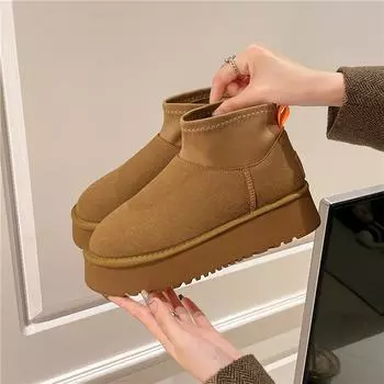 Брендовые женские туфли, австралийские ботинки, зимняя обувь, круглый носок, сапоги на плоской подошве, женские, модные, зимние, низкие, женские, до щиколотки, хлопок 36