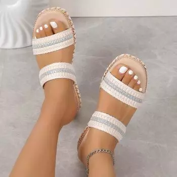 Брендовые женские туфли, базовые женские тапочки, модные повседневные тапочки с открытым носком, женские летние тапочки больших размеров на танкетке 36