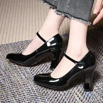 Брендовые женские туфли на массивном каблуке в стиле Мари Джейн в стиле Лолиты, весенне-осенние новые пикантные туфли на высоком каблуке, модные туфли-лодочки, вечерние женские сандалии 39 чёрный