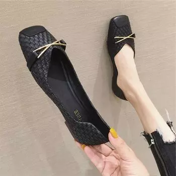 Брендовые женские туфли на плоской подошве, новые весенне-осенние модные повседневные туфли на плоской подошве с квадратной головкой и мягкой подошвой, большой размер 46 вино красного