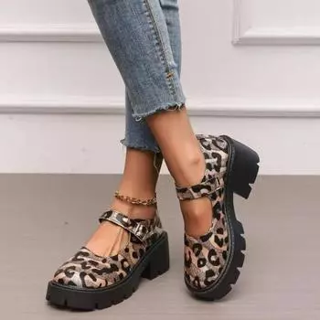 Брендовые женские туфли на шнуровке спереди, женские туфли на высоком каблуке, модные туфли с леопардовым принтом для офиса и карьеры, туфли на каблуках больших размеров для женщин 35
