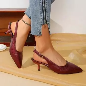 Брендовые женские туфли с открытой пяткой, женские туфли на высоком каблуке, модные сандалии с пряжкой и ремешком для офиса и карьеры, сандалии больших размеров с закрытым носком 35