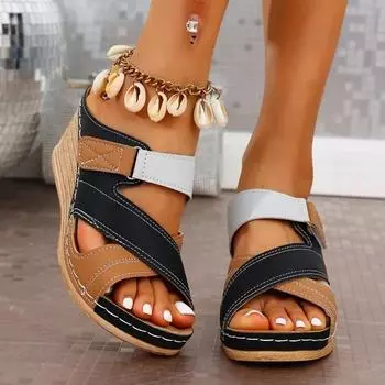 Брендовые женские туфли с открытым носком, женские тапочки, модные повседневные тапочки в тон, женские летние тапочки больших размеров на танкетке 36