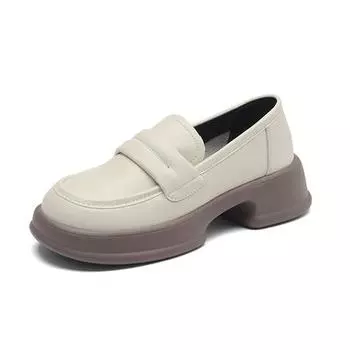 Брендовые женские туфли VANGULL, кожаные однотонные лоферы на среднем каблуке и платформе, с круглым носком 34 чёрный