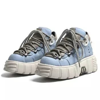 Брендовые женские туфли в стиле панк, каблук на шнуровке, высота 5 см, туфли на платформе, женские готические ботильоны, женские кроссовки с металлическим декором 35