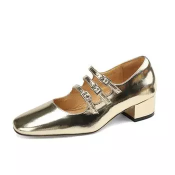 Брендовые женские весенние туфли VANGULL, туфли Мэри Джейн из натуральной кожи длиной 22–24,5 см из натуральной кожи + свиной кожи, разноцветные туфли с пряжкой 34 золотой