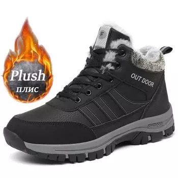 Брендовые женские зимние ботинки для снега, водонепроницаемые кожаные кроссовки, женские супер теплые оригинальные мужские ботинки, нескользящие походные ботинки для активного отдыха 35