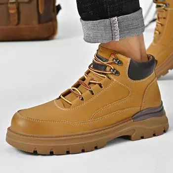 Брендовые зимние ботинки на шнуровке, меховые, высококачественные, плюшевые, ковбойские ботинки, мужские, на толстой подошве, из натуральной кожи, уличные ботинки, модные, роскошные ботинки 38 чёрный