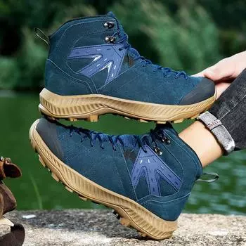 Брендовые зимние кроссовки для активного отдыха, мужские походные ботинки, обувь для скалолазания, треккинга, походные ботинки для мужчин, теплые мужские ботинки для походов на меху 36 синий
