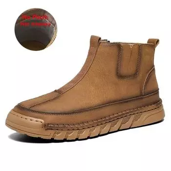 Брендовые зимние плюшевые мужские ботинки, водонепроницаемые кожаные мужские зимние ботинки, уличные ботинки на молнии, повседневная мужская обувь Zapatos Hombre 39