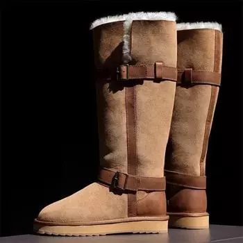 Брендовые зимние сапоги на меху, балетки, хлопковая обувь, женские высокие сапоги на платформе с мехом, тренд 2025 года, зимние замшевые теплые плюшевые ботинки Mujer Zapatos 35 малиновый
