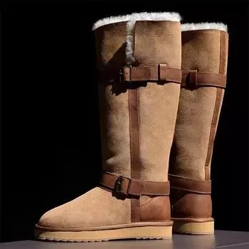 Брендовые зимние сапоги Высокие сапоги Замшевые меховые балетки Хлопковые туфли Женская платформа Меховые 2024 Тенденция Зимние Теплые Плюшевые Ботинки Mujer Zapatos 35 малиновый
