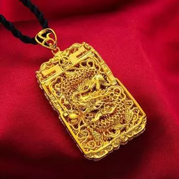 Брендовый кулон с драконом золотого цвета для мужчин, привлекательное ожерелье босса, модный роскошный кулон с драконом 40CM золотой