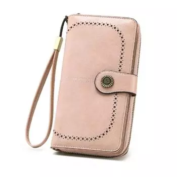 Брендовый полый женский кошелек-клатч, кожаный женский длинный кошелек, женский кошелек на молнии, сумка для денег красный