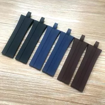 Брендовый ремешок для часов 26 мм * 22 мм, синий, коричневый, черный, силиконовый, резиновый, подходит для Porsche Design P6360, аксессуары для часов, ремешок, браслет 26mm чёрный