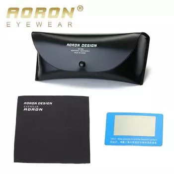 Брендовый роскошный оригинальный футляр для очков AORON, изысканный высококачественный футляр для солнцезащитных очков с тестовой картой поляризации + чистая ткань чёрный