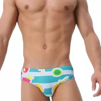 Брендовый сексуальный мужской короткий сексуальный купальник с принтом для мужчин, купальники для серфинга с низкой посадкой M зелёный