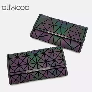 Брендовый женский кошелек-клатч, светящийся длинный кошелек, женская сумка для карт, модные женские сумки с геометрическим рисунком чёрный