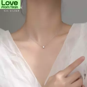 Бренды Простое ожерелье из стерлингового серебра 925 пробы с геометрической огранкой и сверкающим цирконием для женщин, свадебные украшения для помолвки