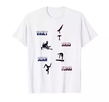 Бревна и сейфы для художественной гимнастики, брусья, полы. Футболка белый