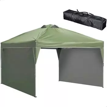 Брезентовая палатка ENDLESS BASE размером 2 м x 2 м с 2-сторонним водонепроницаемым УФ-тентовым покрытием и специальным местом для хранения оливкового цвета 19000050 [Простая сборка! ] Листы с функцией «One-touch», для улицы,