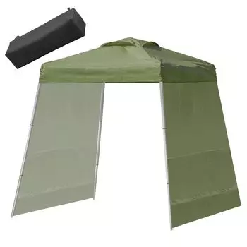 Брезентовая палатка с БЕЗВЕЗДНЫМ ОСНОВАНИЕМ x с 2 боковыми листами для вентиляции воздуха Защита от ультрафиолета Водонепроницаемый ящик для хранения 1,5 м 1,5 м Одно касание [Простая сборка! ] оливковый