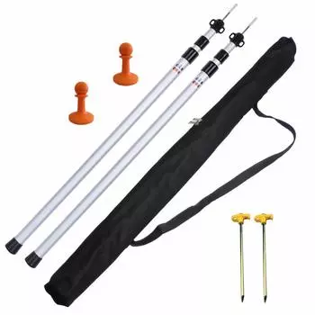 Брезентовый шест для палатки, 2 кемпинговых снаряжения, простая установка, телескопический, алюминиевый, раздвижной, сборка не требуется, регулируемый уровень, простая длина