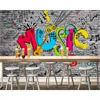 Brick Wall Graffiti 3d Wallpaper Letter Abstract Mural Bar Ktv Background Wall 3d Wallpaper 200 cm(W) x 140 cm(H)