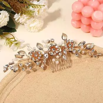Bridal alloy headgear fashion OL plug comb jewelry high-end handmade hair accessories head flower women s hair comb жёлтый