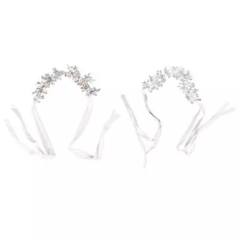 Bridal Crystal Headband Exquisite Flower Leaf Design Soft Ribbon Headpiece for Wedding Birthday Part Gold