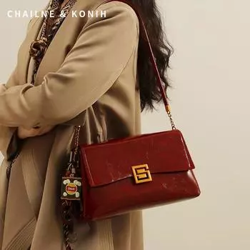 Bridal Daily Available Wedding Bag Versatile Elegant One-Shoulder Underarm Bag Women Advanced Texture Niche Design Baguette Bag Angra Red