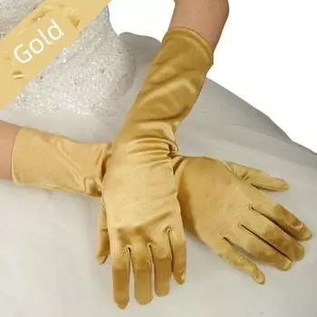 Bridal Gloves Satin Long Satin Retro Wedding Photo Accessories Trip Shoot Sun Protection Wedding Dress Wedding Oversleeve Gold All yards